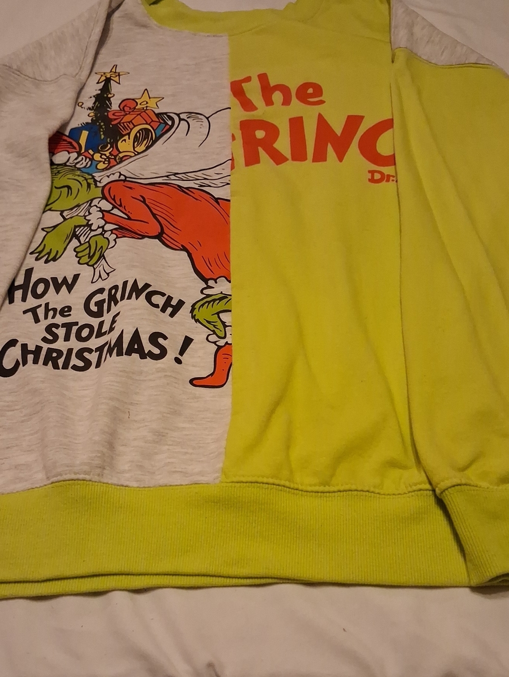 Kids' The Grinch Colorblock Crewneck Sweatshirt - Lime/Heather